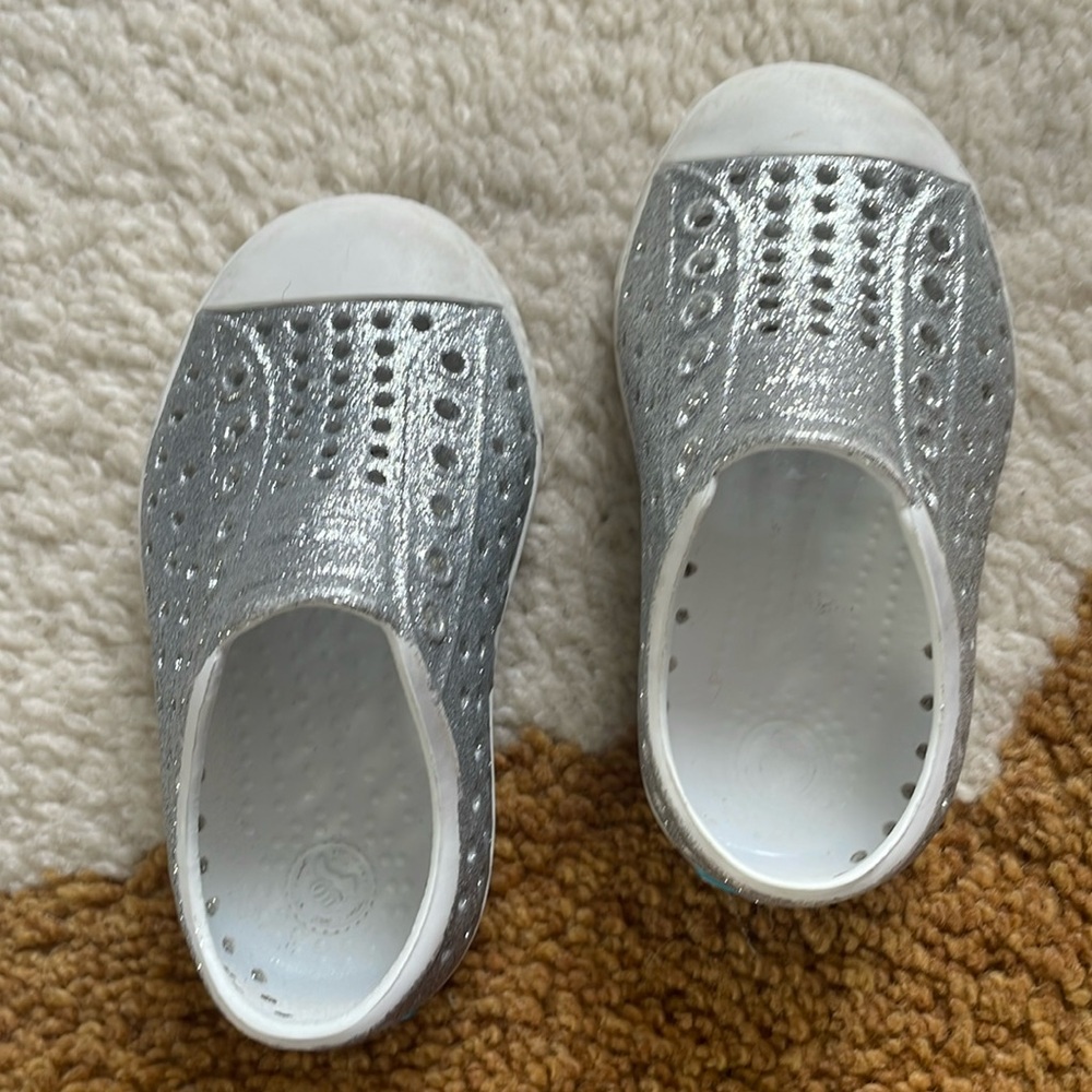 Native water shoes sparkly silver size C6